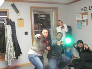 City Voices students at the pizza party before Tonic Sol-Fa concert 