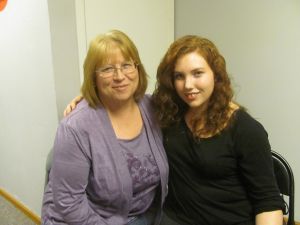 Zoe and Deb Hike at the pizza party before Tonic Sol-Fa concert